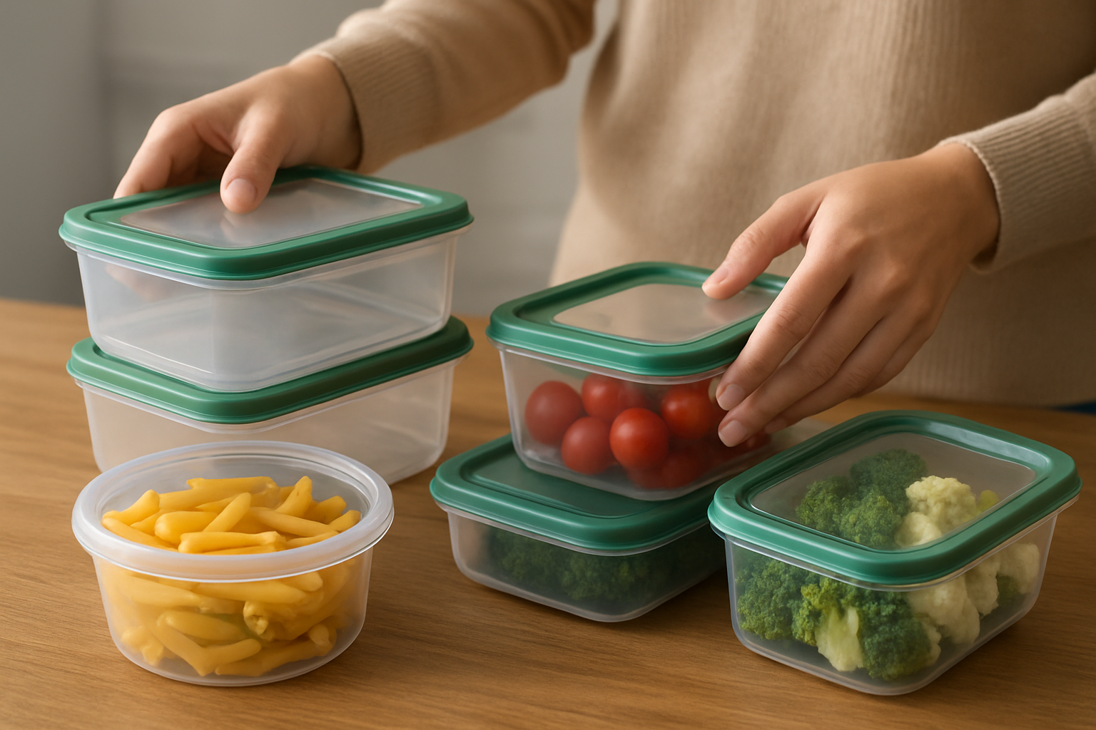 Різні харчові контейнери для зберігання продуктів на кухні